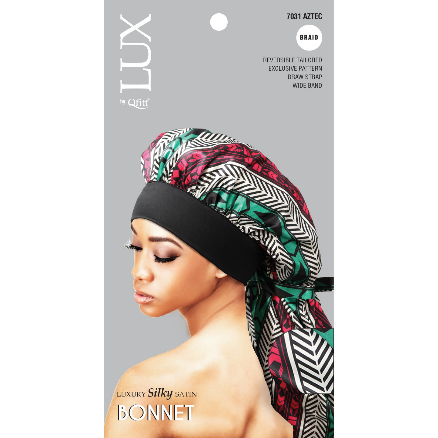 BRAID LUXURY SILKY SATIN BONNET - PATTERN [ASSORT-6 PIECES SET]