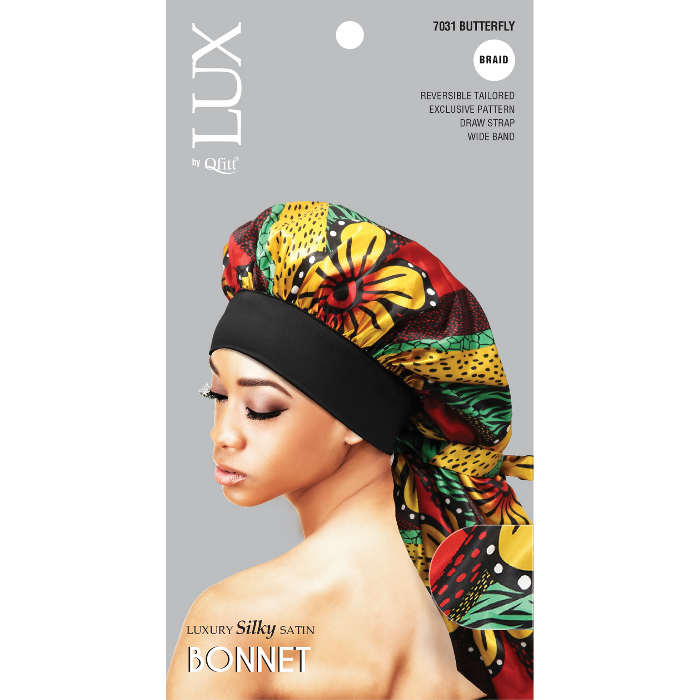 BRAID LUXURY SILKY SATIN BONNET - PATTERN [ASSORT-6 PIECES SET]