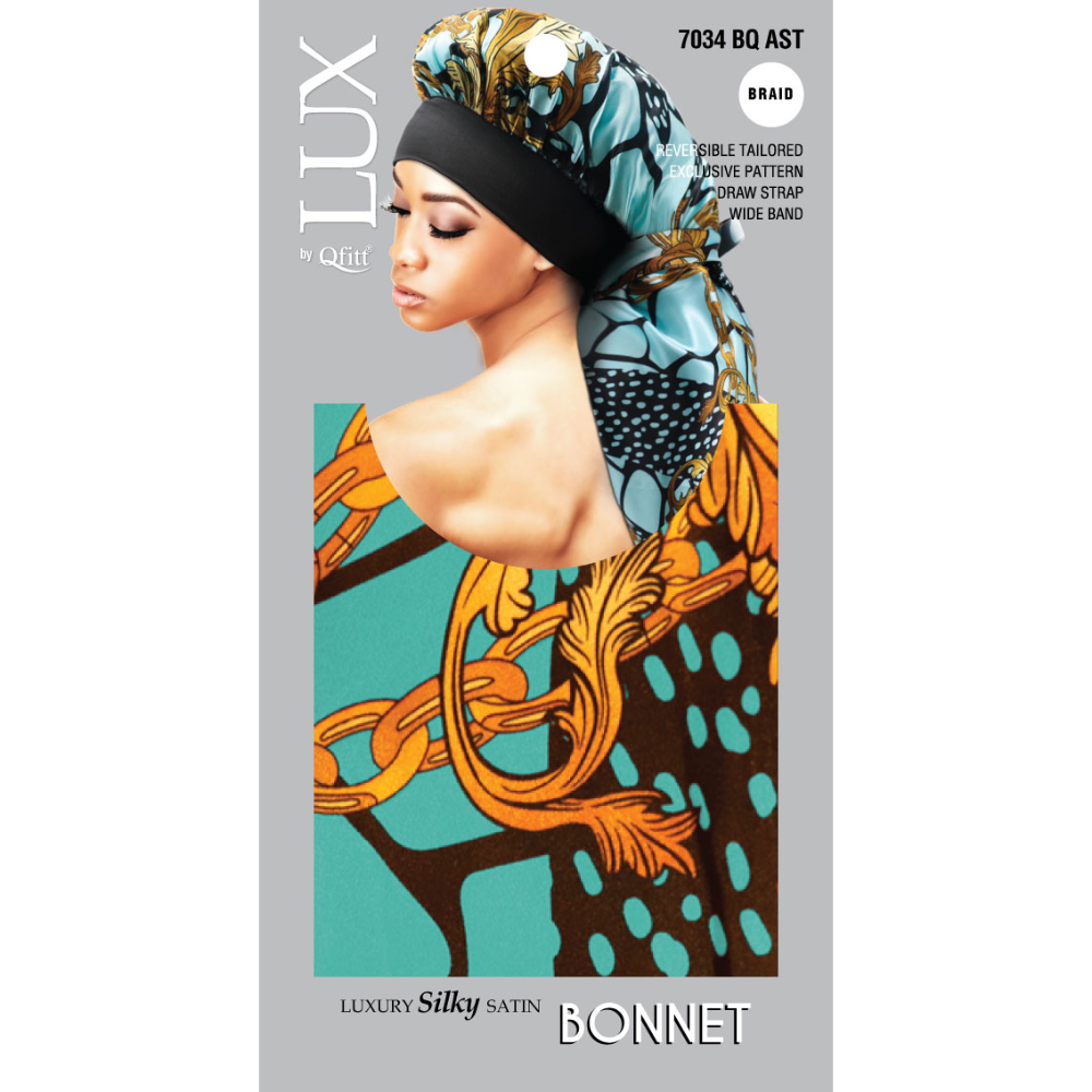 BRAID LUXURY SILKY SATIN BONNET - PATTERN [ASSORT-6 PIECES SET]