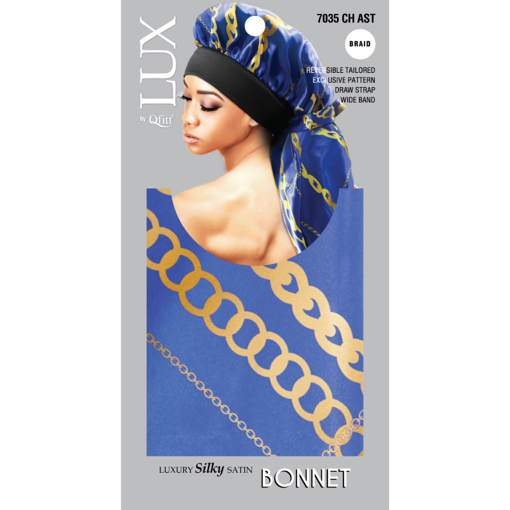 BRAID LUXURY SILKY SATIN BONNET - PATTERN [ASSORT-6 PIECES SET]