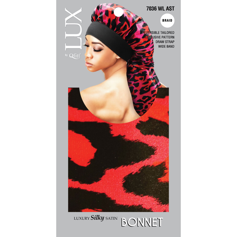 BRAID LUXURY SILKY SATIN BONNET - PATTERN [ASSORT-6 PIECES SET]