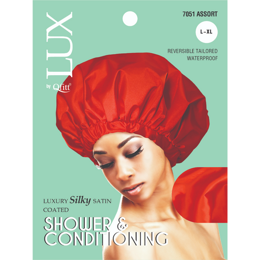 X-LARGE LUXURY SILKY SATIN COATED SHOWER & CONDITIONING - SOLID [ASSORT-6 PIECES SET]