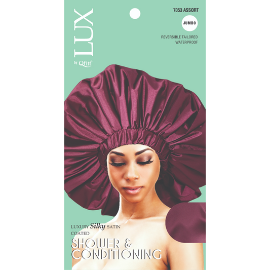 JUMBO LUXURY SILKY SATIN COATED SHOWER & CONDITIONING - SOLID [ASSORT-6 PIECES SET]