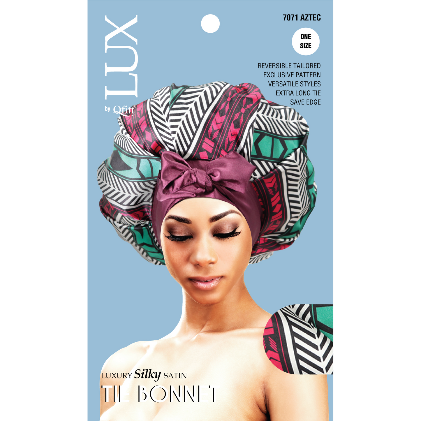 LUXURY SILKY SATIN TIE BONNET - PATTERN [6 PIECES SET]