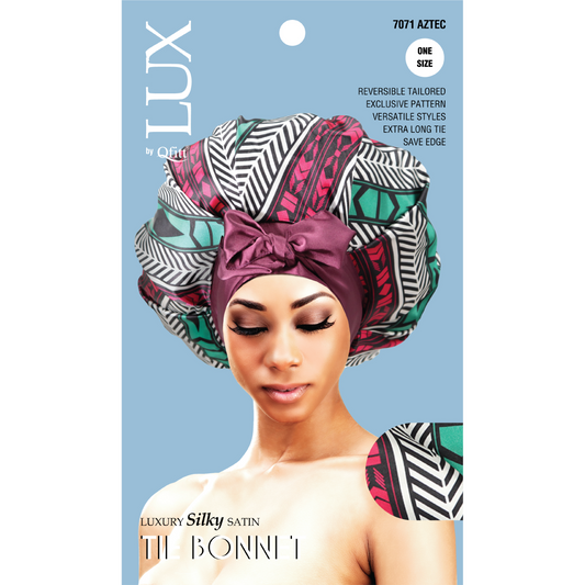 LUXURY SILKY SATIN TIE BONNET - PATTERN [6 PIECES SET]