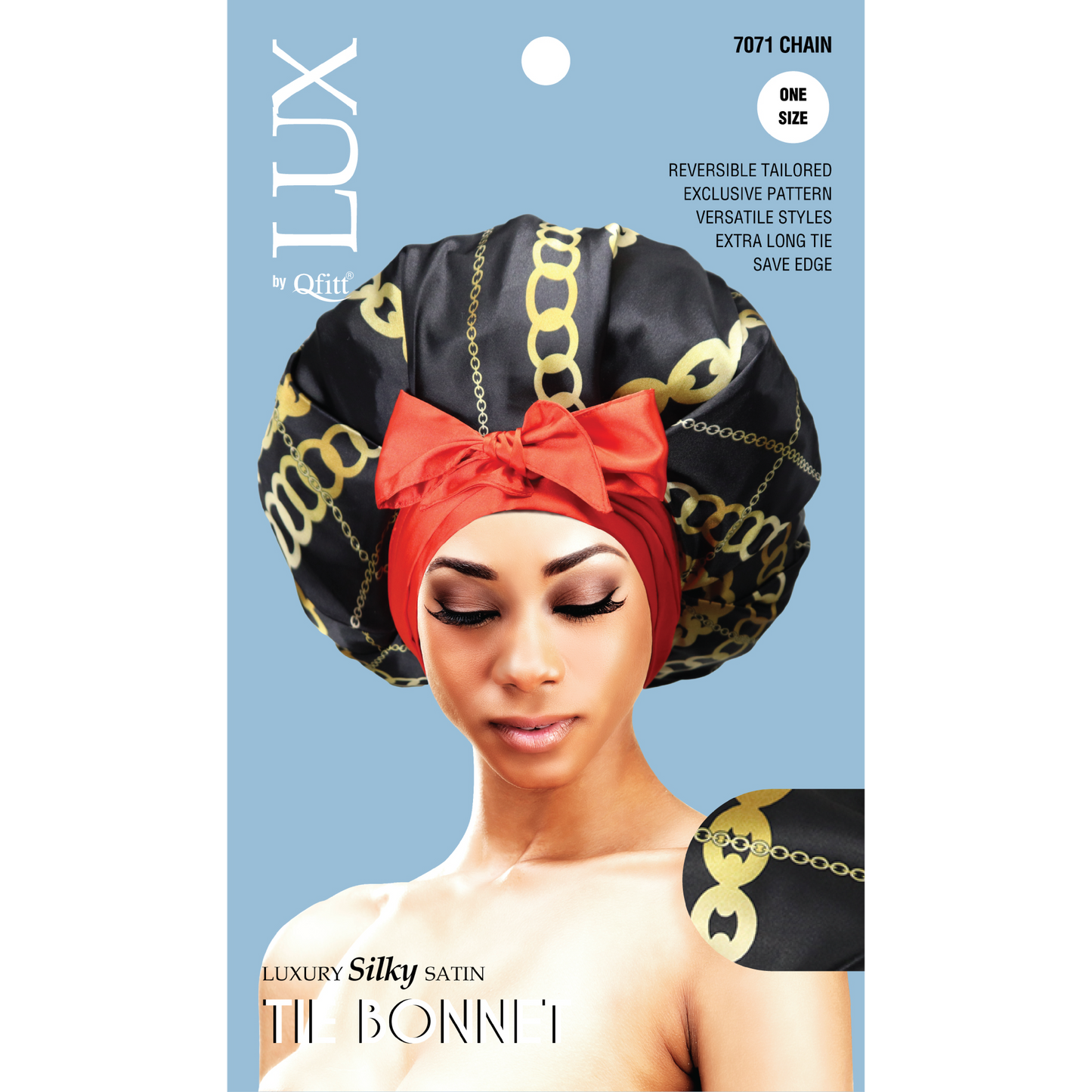 LUXURY SILKY SATIN TIE BONNET - PATTERN [6 PIECES SET]