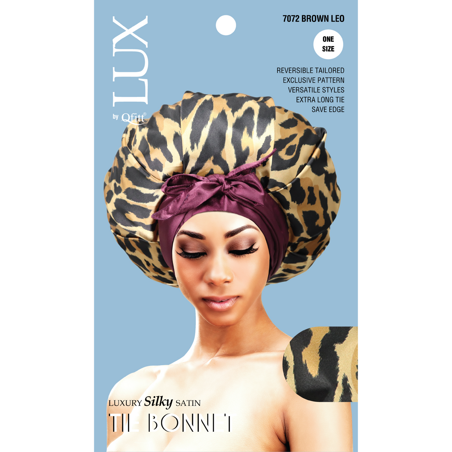 LUXURY SILKY SATIN TIE BONNET - PATTERN [6 PIECES SET]