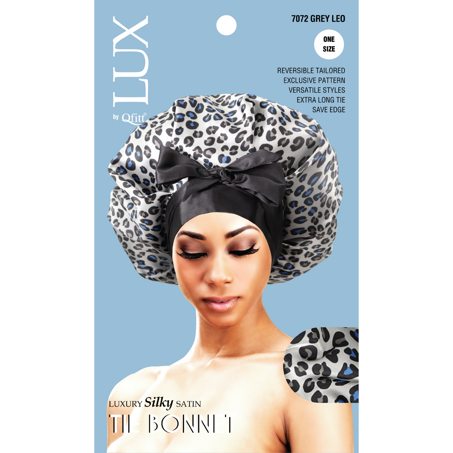 LUXURY SILKY SATIN TIE BONNET - PATTERN [6 PIECES SET]