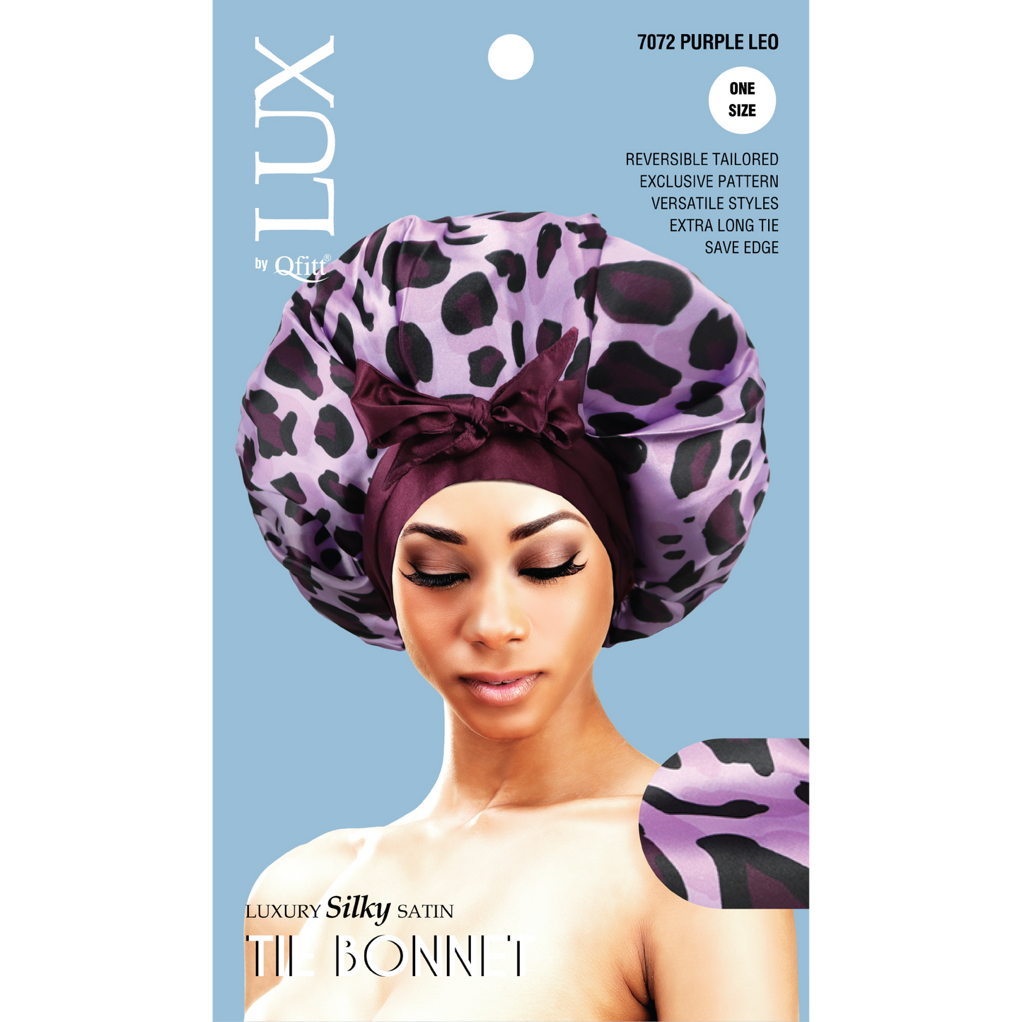 LUXURY SILKY SATIN TIE BONNET - PATTERN [6 PIECES SET]