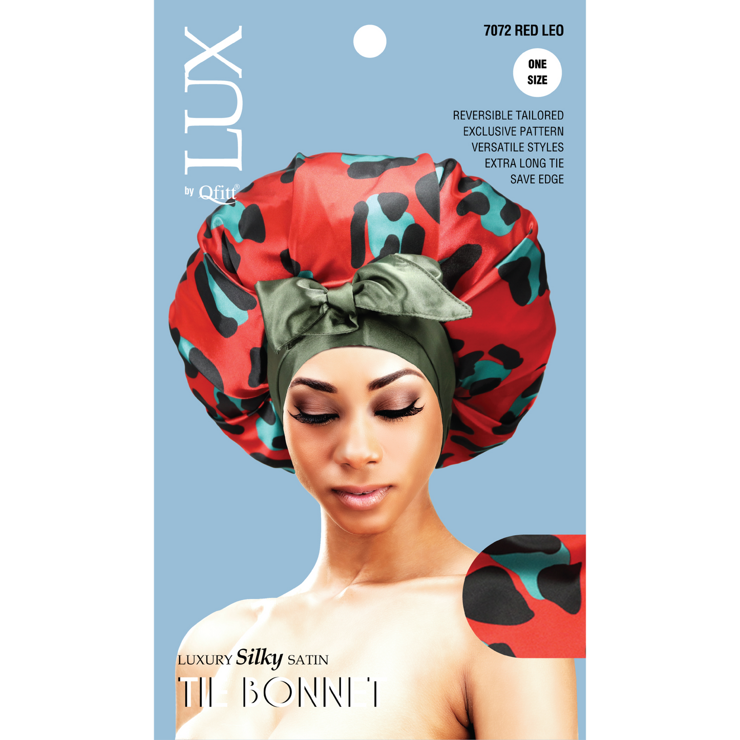 LUXURY SILKY SATIN TIE BONNET - PATTERN [6 PIECES SET]