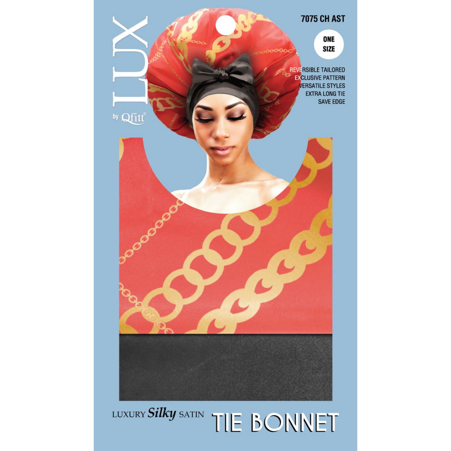 LUXURY SILKY SATIN TIE BONNET - PATTERN [6 PIECES SET]