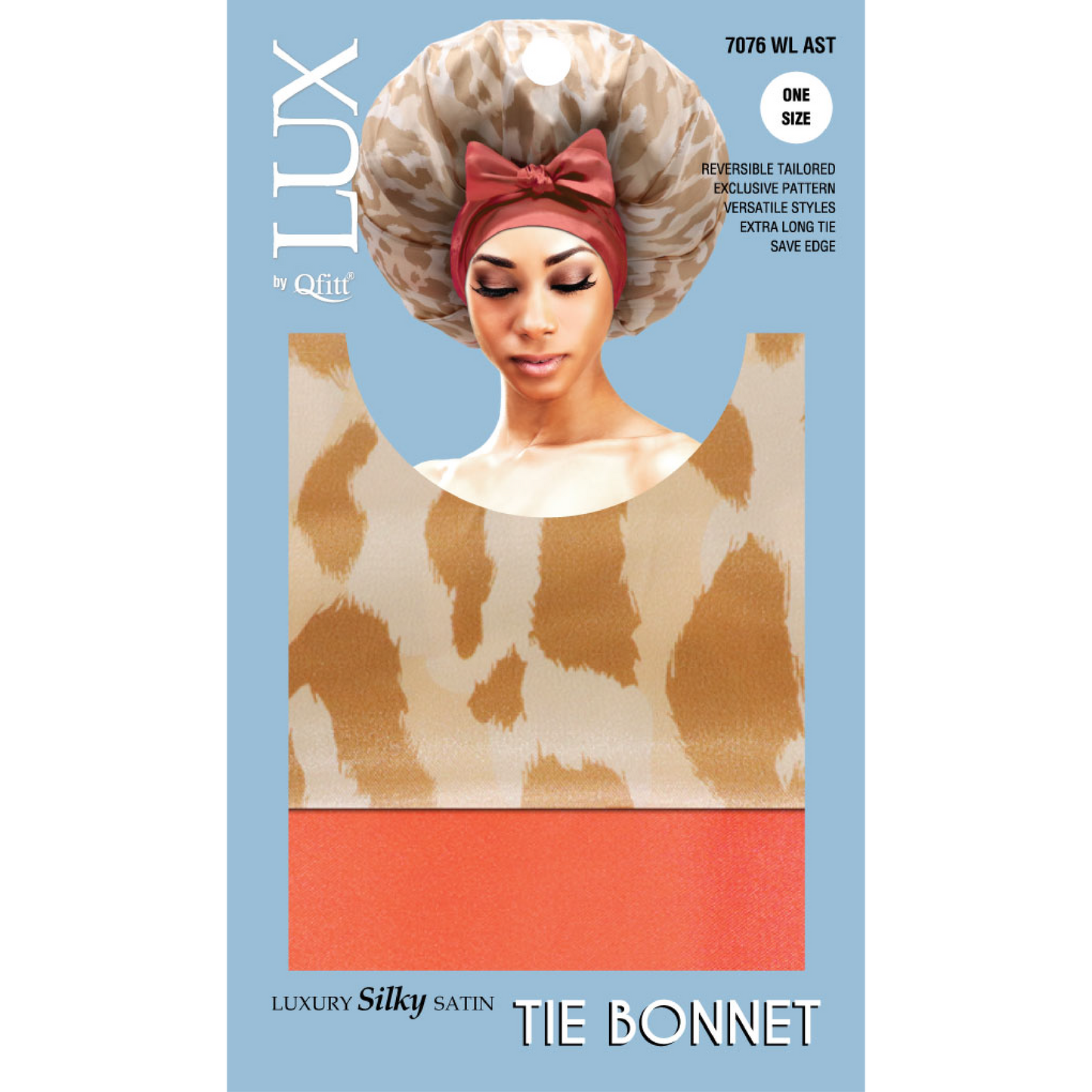 LUXURY SILKY SATIN TIE BONNET - PATTERN [6 PIECES SET]