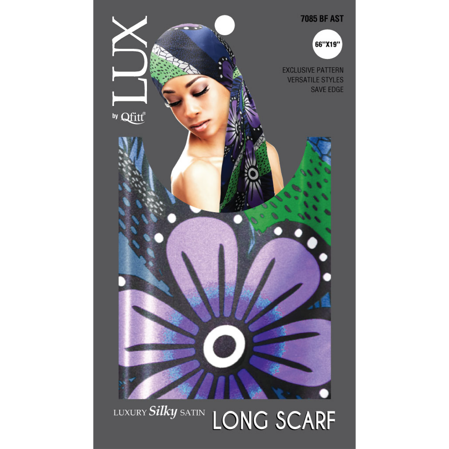 LUXURY SILKY SATIN LONG SCARF - PATTERN [6PIECES SET]