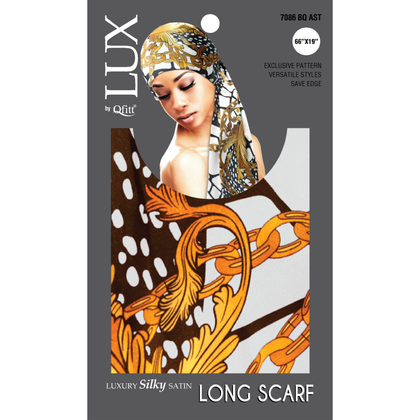 LUXURY SILKY SATIN LONG SCARF - PATTERN [6PIECES SET]