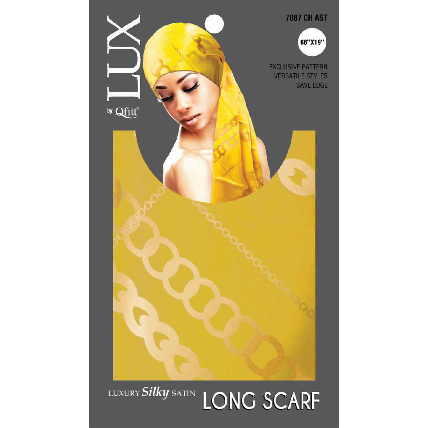 LUXURY SILKY SATIN LONG SCARF - PATTERN [6PIECES SET]