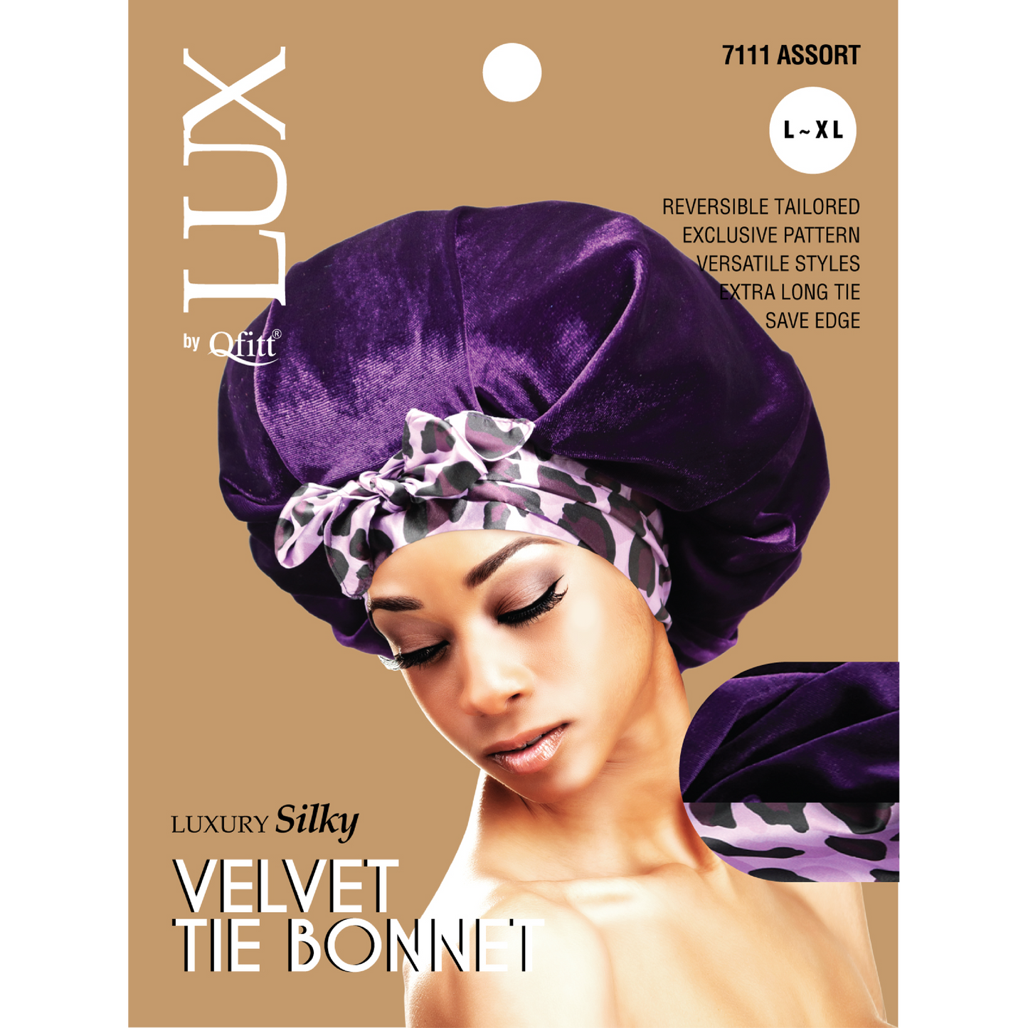 X-LARGE LUXURY SILKY VELVET TIE BONNET [ASSORT-6 PIECES SET]