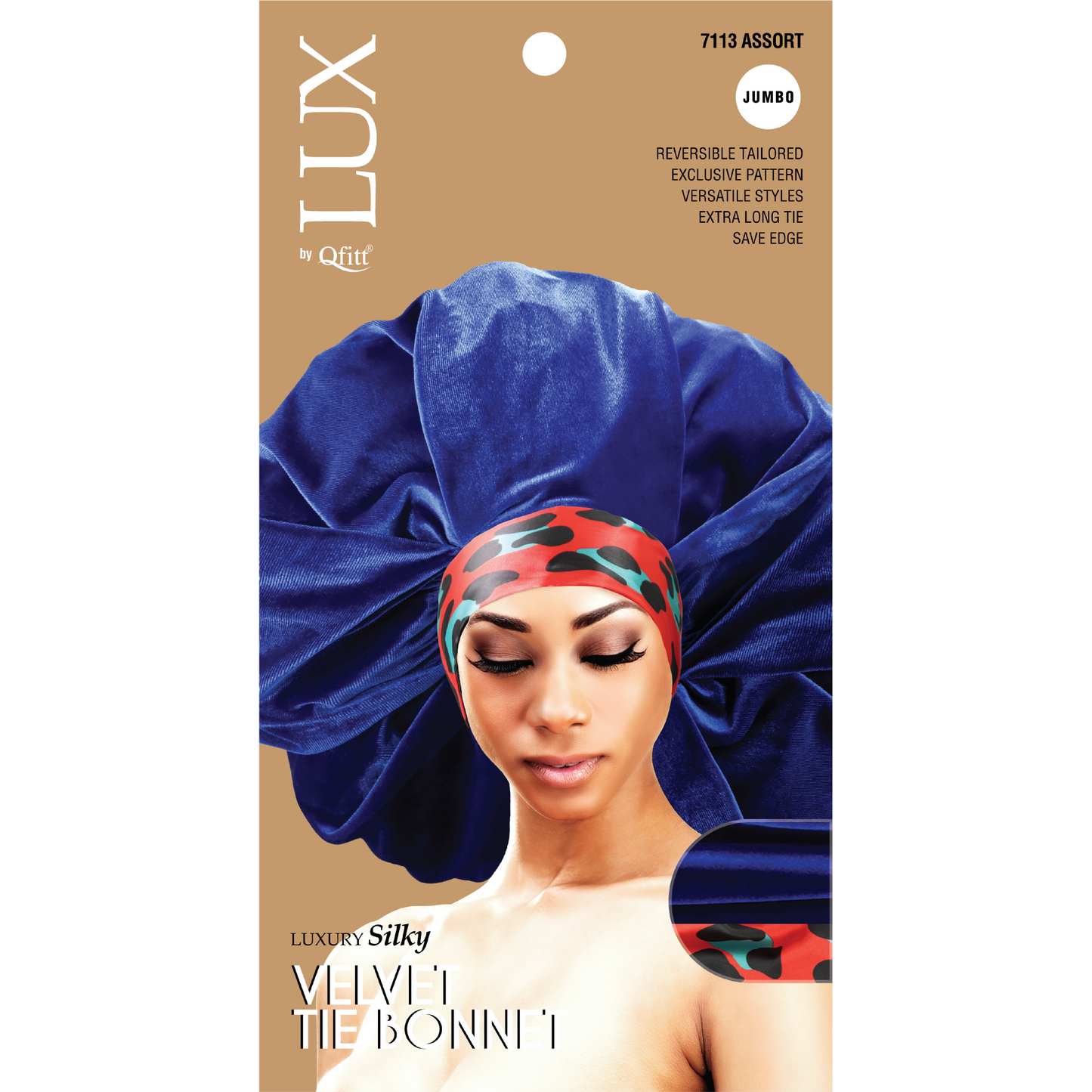 JUMBO LUXURY SILKY VELVET TIE BONNET [ASSORT-6 PIECES SET]