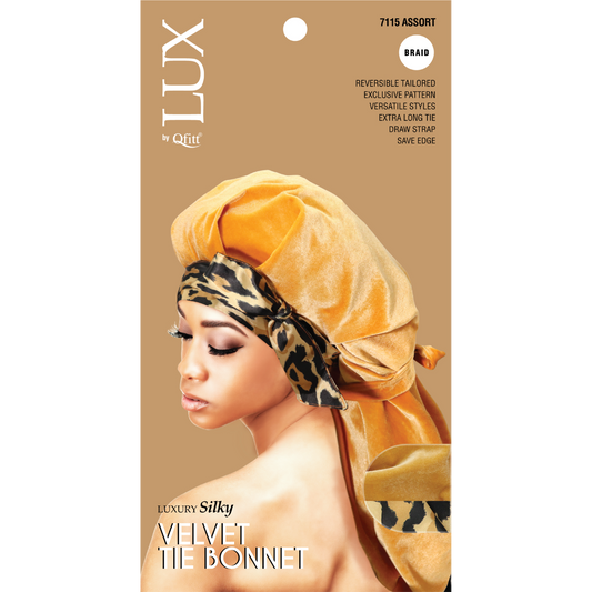 BRAID LUXURY SILKY VELVET TIE BONNET [ASSORT-6 PIECES SET]