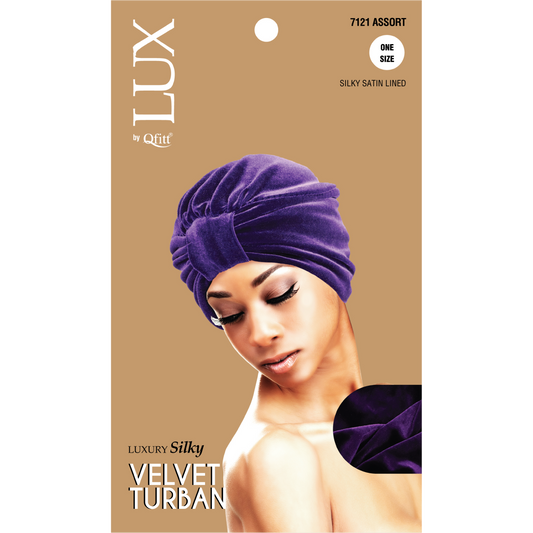LUXURY SILKY VELVET TURBAN - SOLID [ASSORT-6 PIECES SET]