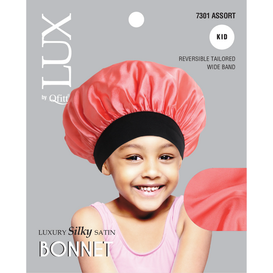 KIDS LUXURY SILKY SATIN BONNET - SOLID [ASSORT-6 PIECES SET]