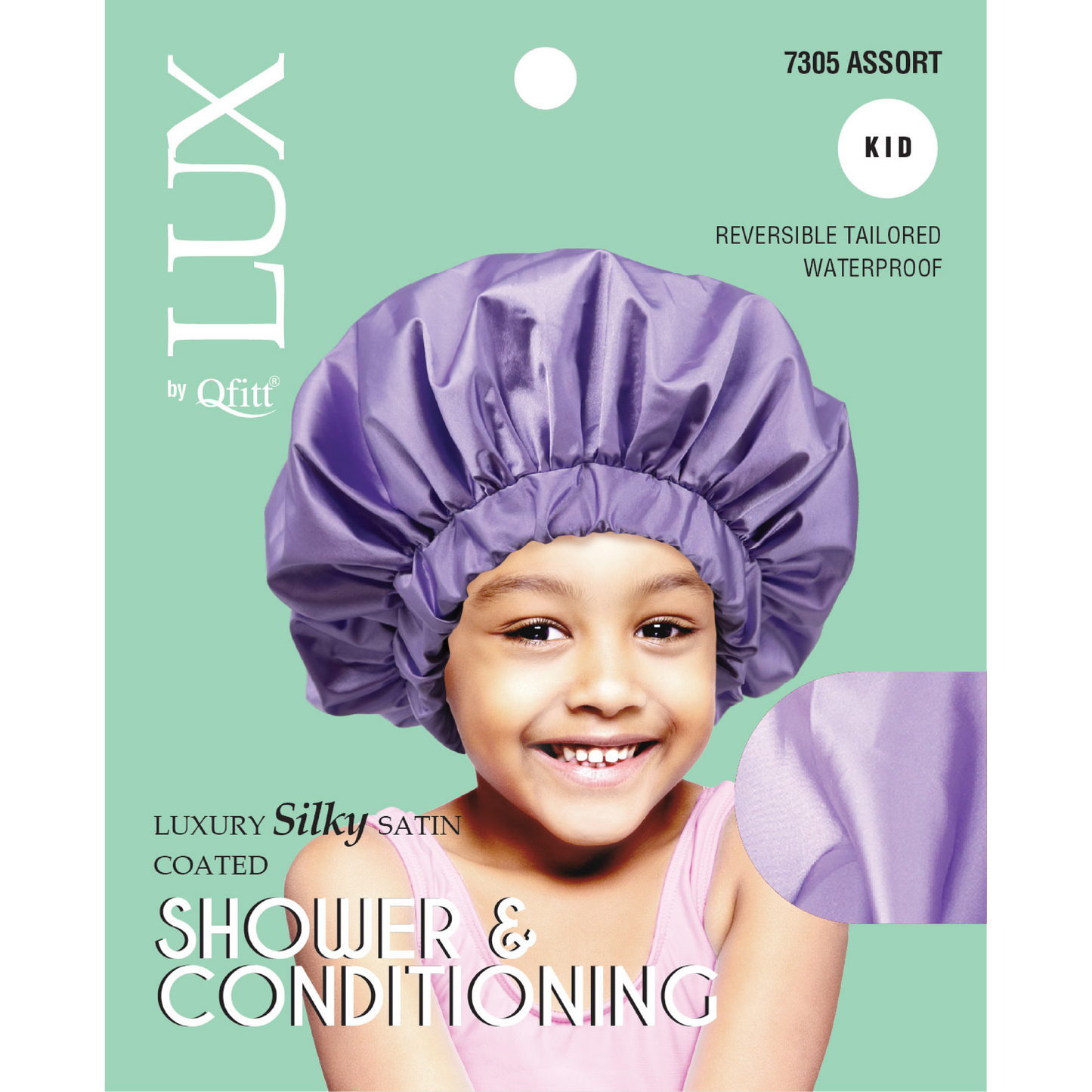 KIDS LUXURY SILKY SATIN COATED SHOWER & CONDITIONING - SOLID [ASSORT-6 PIECES SET]