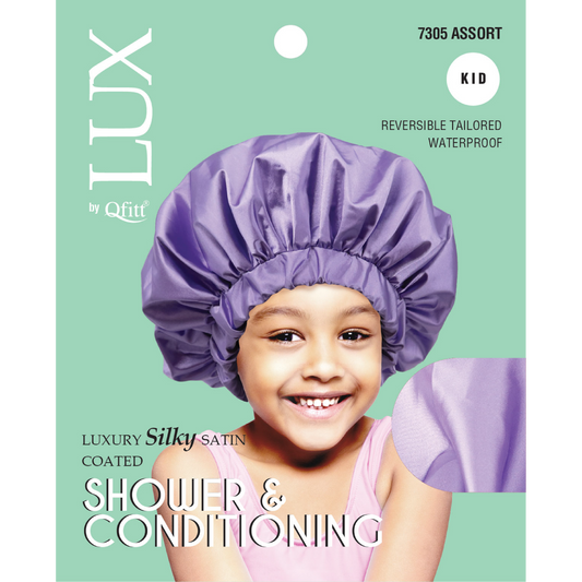 KIDS LUXURY SILKY SATIN COATED SHOWER & CONDITIONING - SOLID [ASSORT-6 PIECES SET]