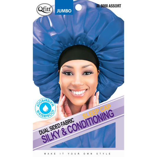 JUMBO DUAL SIDED FABRIC SILKY & CONDITIONING SLEEP CAP [ASSORT-12 PIECES SET]