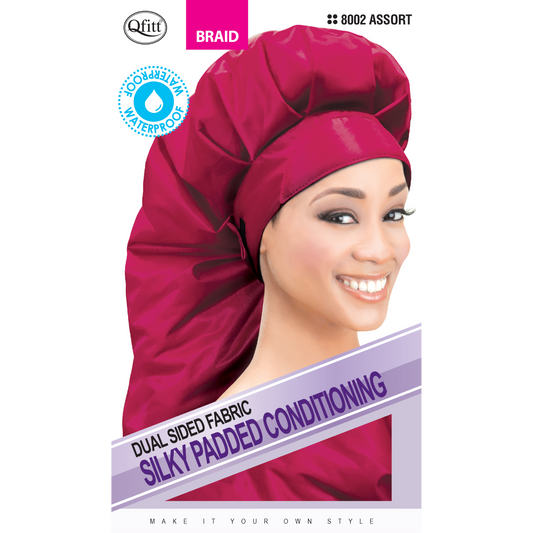 BRAID DUAL SIDED FABRIC SILKY PADDED CONDITIONING CAP [ASSORT-12 PIECES SET]