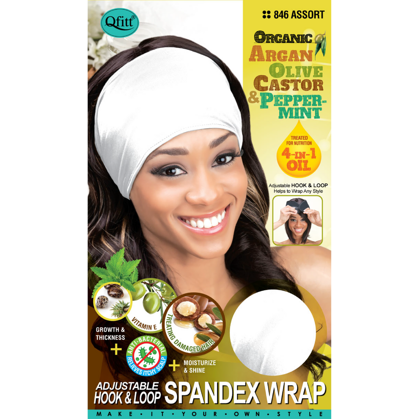 ORGANIC ADJUSTABLE HOOK & LOOP SPANDEX WRAP [ASSORT-12 PIECES SET]