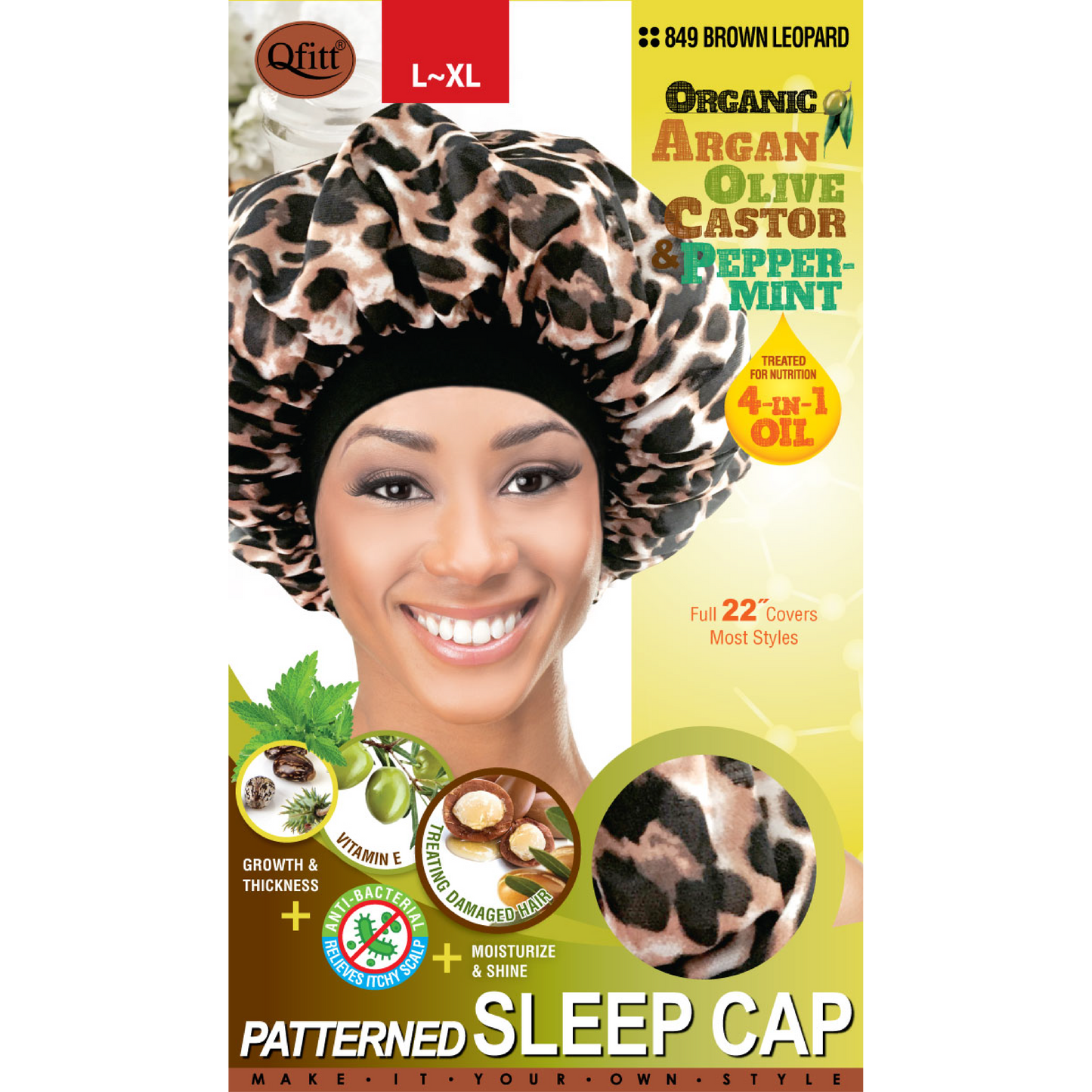 ORGANIC PATTERNED SLEEP CAP [ASSORT-12 PIECES SET]