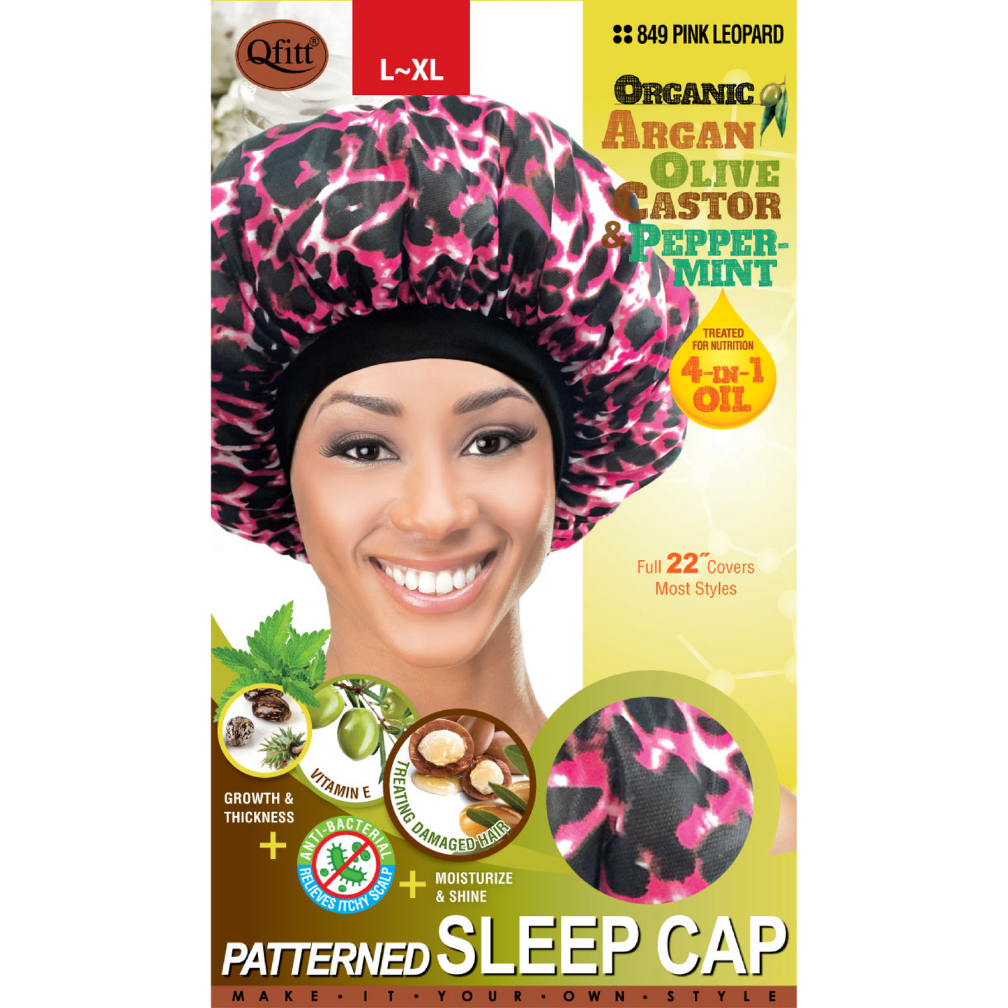 ORGANIC PATTERNED SLEEP CAP [ASSORT-12 PIECES SET]