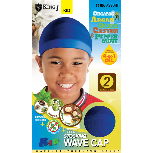 KIDS ORGANIC WAVE CAP [ASSORT-12 PIECES SET]