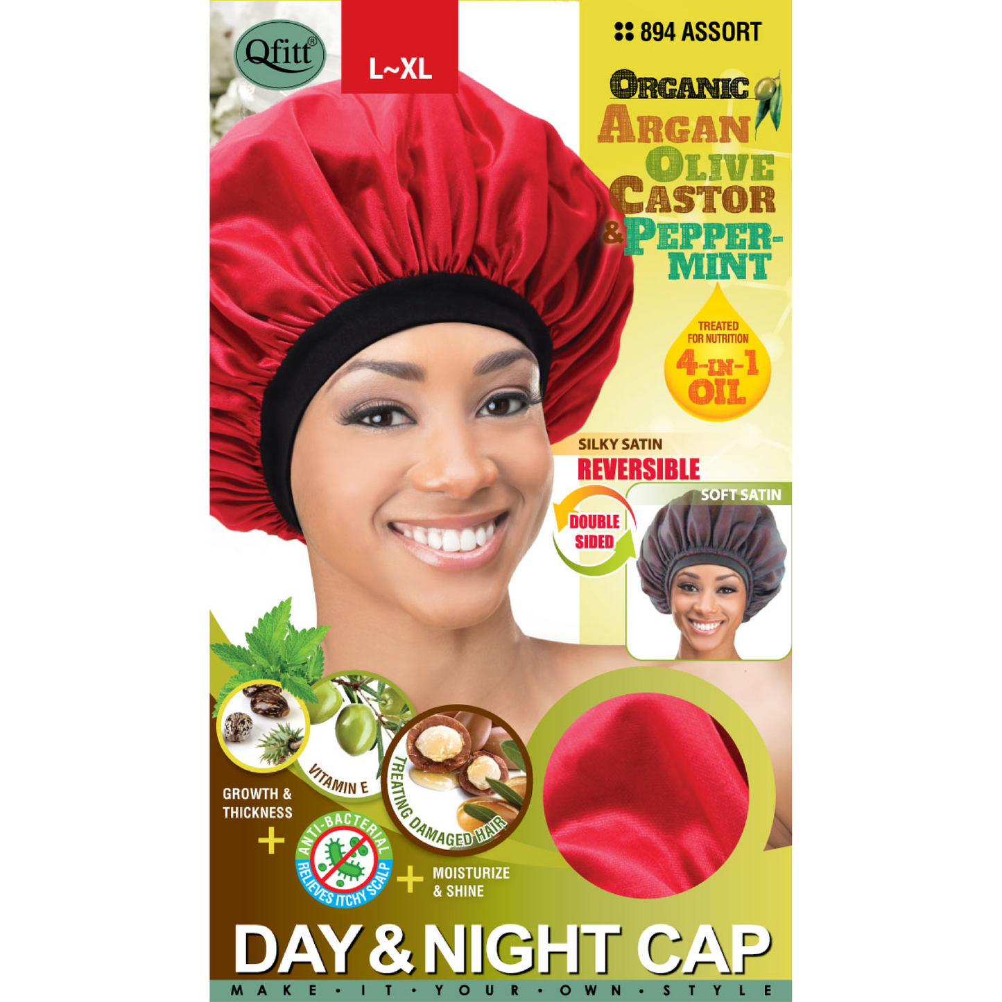 X-LARGE ORGANIC REVERSIBLE DAY&NIGHT CAP [ASSORT-12 PIECES SET]