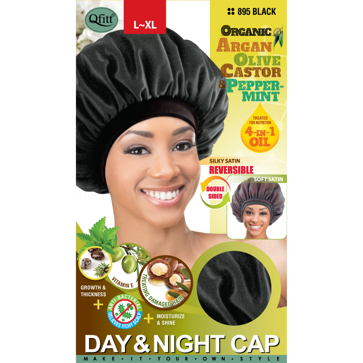 X-LARGE ORGANIC REVERSIBLE DAY&NIGHT CAP [BLACK]