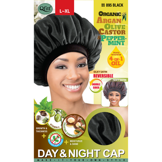 X-LARGE ORGANIC REVERSIBLE DAY&NIGHT CAP [BLACK]